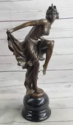 Buy Art Deco Flapper Dancer Girl Hot Cast Bronze Sculpture Statue On Marble Base • 307.86£