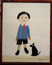 Buy Original Painting After L.s. Lowry  Boy With A Dog  Walnut Vineer Frame • 18£