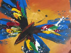 Buy Colourful Abstact Butterfly Small Oil Painting Canvas Original Modern Art • 15.95£