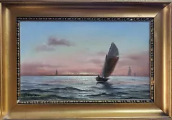 Buy Oil Painting. Hans Peter Engmann(1879-1938):”Sailing At Sunset” • 156.71£