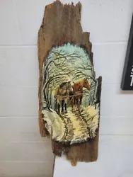 Buy Horses Painting On Wood Tree Bark / R2s • 48.37£