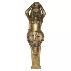 Buy Antique Italian Circa 1880 Hand Carved Gold Giltwood Caryatid Herm Statue • 1,350£