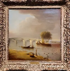 Buy William Marlow -A Bridge Near London -18th Century Oil Painting • 7,140.42£