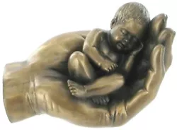Buy Bronze Effect Baby In Palm Sculpture • 9.99£
