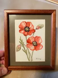 Buy Small Original Watercolour Painting In Frame Poppies Signed By Artist R Ling • 9.99£