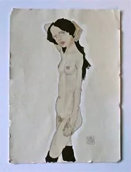 Buy EGON SCHIELE - AN EARLY 1900s SIGNED ORIGINAL WATERCOLOR GOUACHE PAINTING SUPERB • 23,034.22£