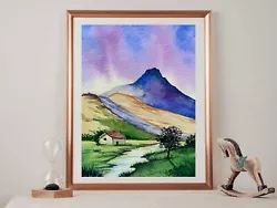 Buy Purple Mountain | Original Hand Painted | Watercolour Painting | Landscape | A5 • 45£