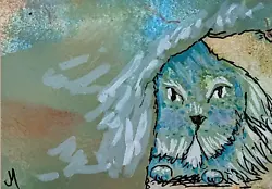 Buy Original Cat Painting ACEO Fluffy Kittens Play Contemporary Art By Josh Merritt • 7.47£