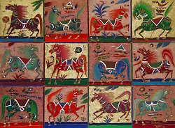 Buy Yuri Gorbachev Original  Masterpiece  Painting  12 Horses   Oil On Canvas, Gold  • 31,179.70£