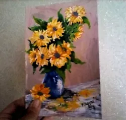 Buy Sunflowers Original Flowers Painting Impasto Still Life Floral Texture Bouquet • 32.25£