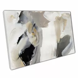 Buy Grey Black Beige And White Paint Brushstrokes Minimalist Modern Print Canvas • 23.98£