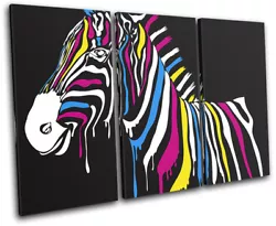 Buy Abstract Zebra Rainbow Paint Animals TREBLE CANVAS WALL ART Picture Print • 34.99£