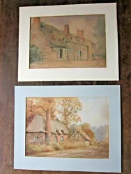 Buy 1871 Kenilworth Cottage Pair Original Antique Watercolour Paintings Warwickshire • 55£
