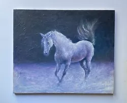 Buy ￼White Stallion￼ Horse￼ Art￼ Original Oil Painting On Canvas Animal Art￼ 20”x24” • 65.32£