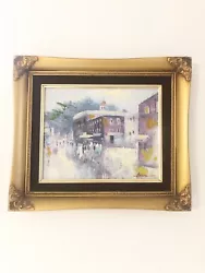 Buy Vintage Oil Painting Paris City Scape Gold Frame Signed By Artist Anton 14 X12  • 62.02£