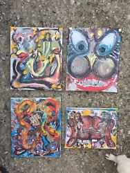 Buy 4No Acrylic Paintings On Canvas By Original Artist • 0.99£