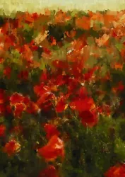Buy Red Poppy Field, Oil Painting, Flower Artwork, Wall Art Print, 5  X 7  • 4.99£
