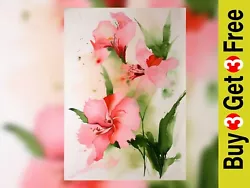Buy Elegant Blooms: Pink Iris Watercolor Painting Print 5 X7  • 4.99£