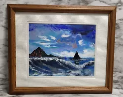 Buy OOAK Original Painting. Acrylic. Signed Framed & Matted Ocean Cliffs Sky Clouds • 45.48£