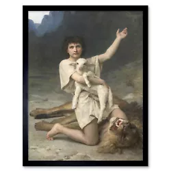 Buy Gardner David The Shepherd Lamb Lion Painting Art Print Framed 12x16 • 11.99£