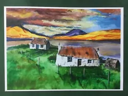 Buy Scottish Highland Homes Acrylic Painting Giclee Print - A4 Size- Colourful Art • 10.99£