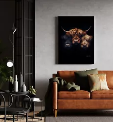 Buy Highland Cow Painting Large A2 Canvas RhapsodyFREE DELIVERY • 5£