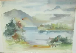 Buy J.geiser  Ireland  Original Watercolor Mountain Landscape Painting  • 174.82£