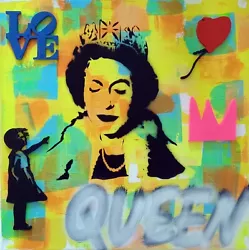 Buy SPACO Signed QUEEN ELISABETH Painting POP Street ART Graffiti FRENCH Paint Banksy • 223.16£