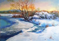 Buy Afternoon. Impressionist Winter Landscape. Original Oil Painting Obk Art 40% Off • 480£