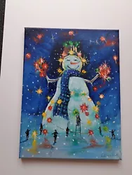 Buy Lee Reed Fine Art 16x12in  Tall Snowman Original Acrylic Oil Painting New • 55£