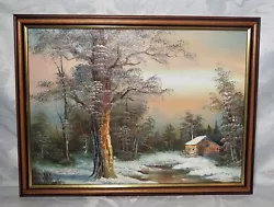 Buy Vintage Original Oil On Board Painting - Forest House In The Snow Scene Signed • 34.95£