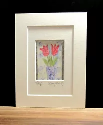 Buy Tulips. An Original Miniature Mixed Media Painting By Suzanne Patterson.  • 8£