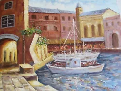 Buy Boats In Harbour Sailing Fishing Large Oil Painting Canvas Modern Contemporary • 25.95£