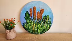 Buy Abstract Cattails Original On Canvas Home Decor Acrylic Painting 30 By 30 Cm • 0.99£