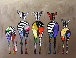 Buy Zebra Bum Animal Colourful Painting Style Canvas Wall Art Picture Print • 11.95£