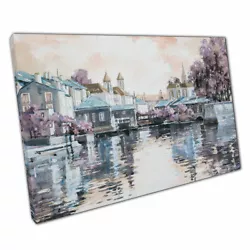 Buy Beautiful European City Calm Water Impressionism Painting Style Print Canvas • 17.26£