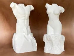 Buy Male & Female Torso Figurine Statues Author Sculptures In White Classic Style • 615.70£