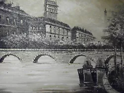Buy Black White Paris Large Oil Painting Canvas French Cityscape Original Eiffel Art • 26.95£