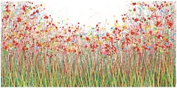 Buy VERY WIDE ORIGINAL LARGE RED POPPY FLOWER LANDSCAPE MEADOW 229cm CANVAS WALL ART • 260£