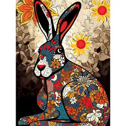 Buy The Floral Hare Flower Power Painting Psychedelic Flowers Canvas Poster Art • 13.99£