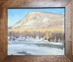 Buy William A Drake Oil On Board, Winter Lake At Mt. Base, New Mahogany Wood Frame  • 191.20£