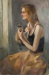Buy Marshall Goodman, Woman With Cat, Oil On Canvas • 12,158.24£