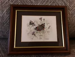 Buy Vintage Original Watercolour Painting Red Admiral Butterfly Thistle Ann Ashworth • 16£