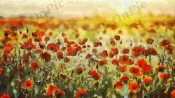 Buy Red Flower Field,  Paint, Background, Digital Image Picture Photo Wall Wallpaper • 1.50£