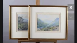 Buy Pair Of Vintage Watercolours By B.Medhurst - Sheep On Hillside & Hillside Stream • 99£