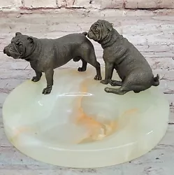 Buy Hot Cast Genuine Bronze English Bulldog Dog Ashtray Sculpture Figurine Decor • 396.89£