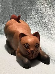 Buy Wooden Carving Of Playful Cat Ready To Pounce • 8£