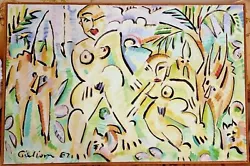 Buy Edward Gilliam Abstract Nudes With Cat And Deer Oil On Canvas Signed Dated 1987 • 1,781.05£