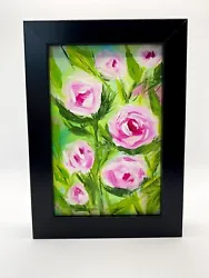 Buy Rose Flowers Oil Painting- MINI FRAMED Realistism Floral Original Artwork Sale • 59.99£