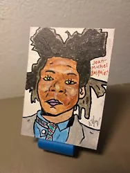 Buy Aceo Original Artcard Acrylics Inks  Jean-Michel Basquiat  (OOAK) ATC 1/1 Signed • 58.02£